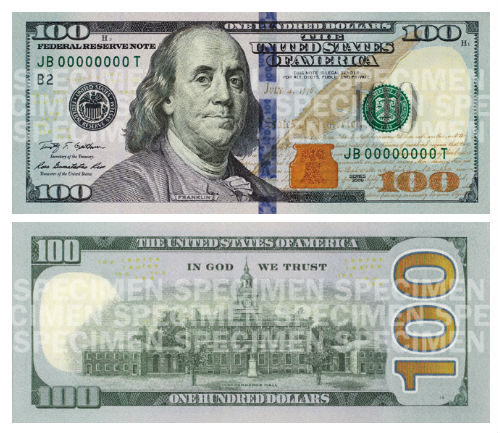 Redesigned 100-dollar bill