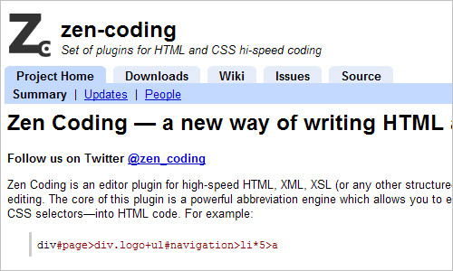 zen-coding - Project Hosting on Google Code