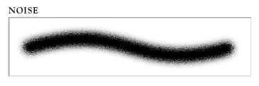 Noise - generates random noise within the grey values of your brush shape.