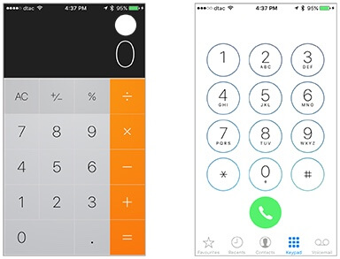 calculator interface and keypad interface side by side