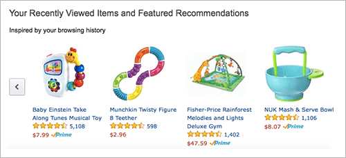 My wife’s Amazon recommendations, heavily influenced by a recent addition to our family