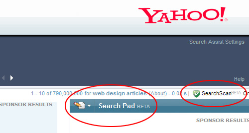 Yahoo's Search Pad and Search Scan