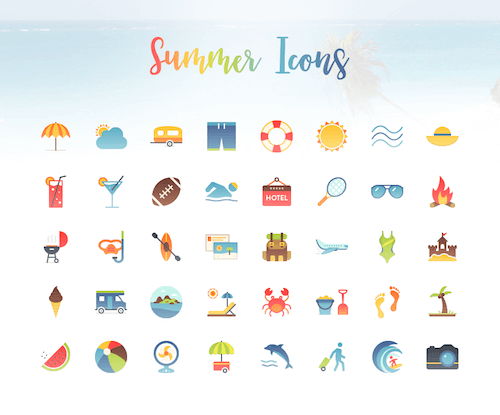 40 Vibrant Summer Icons [Freebie]