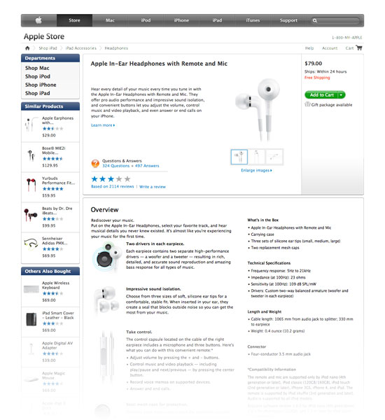 A product detail page at store.apple.com.
