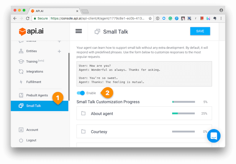 API.AI Small Talk