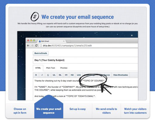 Drip will create your email sequence for you.