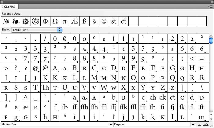 Use the Glyphs panel to insert glyphs and special characters in Adobe  InDesign