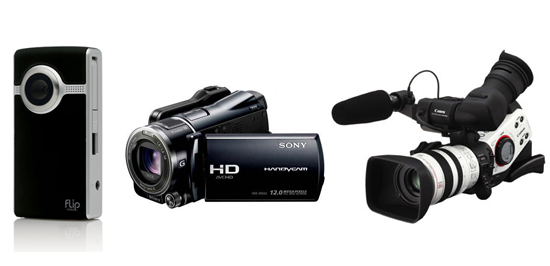 A selection of camcorders