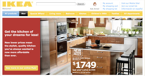 Ikea's non-mobile site