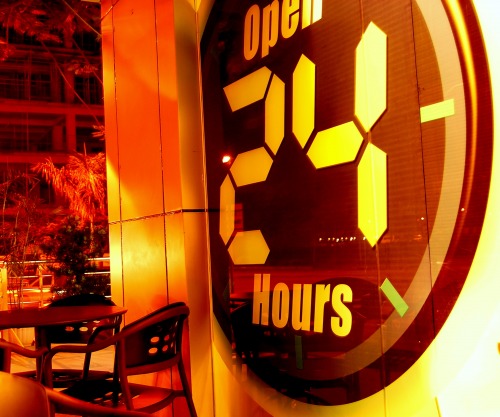 Wayfinding and Typographic Signs - open-24-hours-fastfood-signage