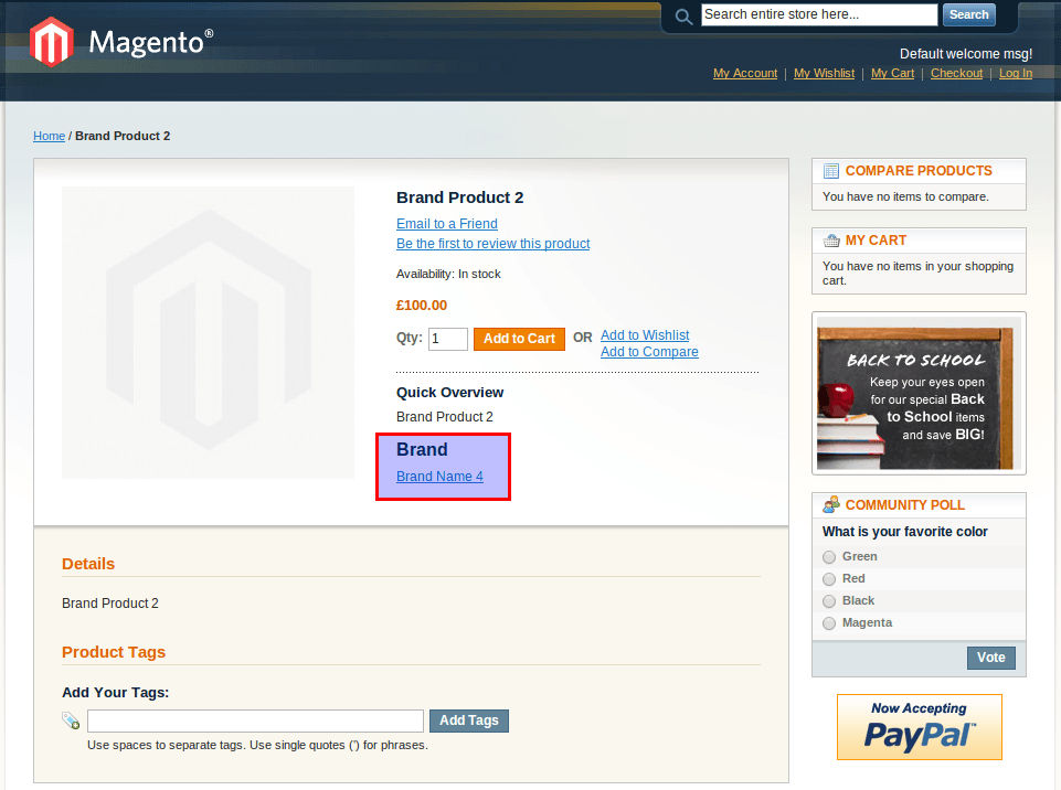 Magento Brand Product View