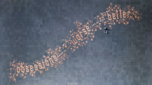 Obsessions Make My Life Worse and Work Better, created by Sagmeister Inc. using thousands of coins