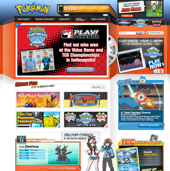 Canadian version of the Pokemon website