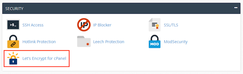 cPanel Security section