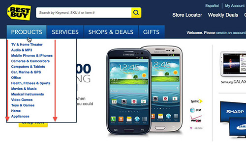 Navigation on Best Buy’s website