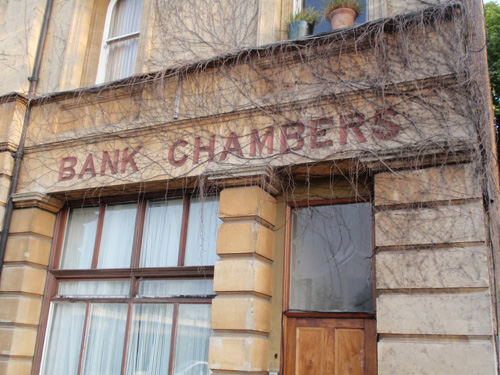 Bank Chambers in Haringey, north London, suggests solidity with its bold square sans serif.