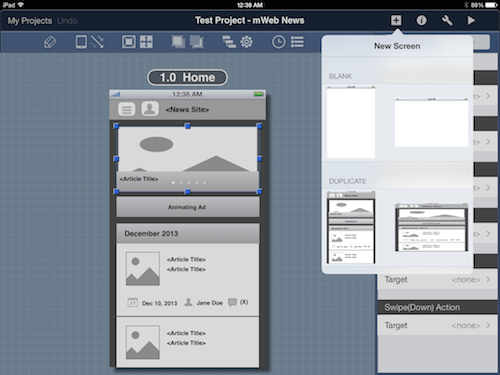Duplicating an existing screen in landscape orientation rescales the screen widgets as seen in the preview.