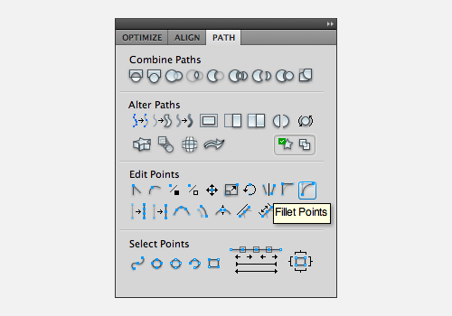 Fillet Points in the Path panel