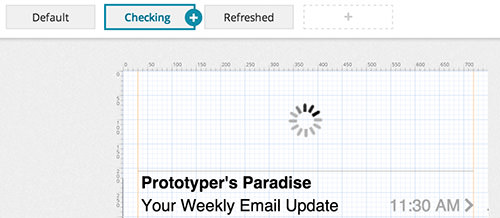 The second state of the Email List container displays a loading graphic that is shown until the container changes to the final state.