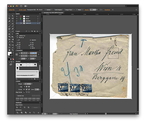 Positioning the template in Illustrator.