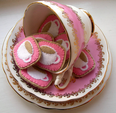 Pins, Badges and Buttons - Crafting 365, day 173 - pink teacups