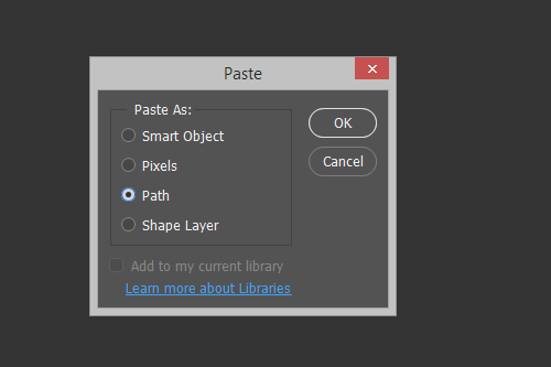 Path Paste dialog box