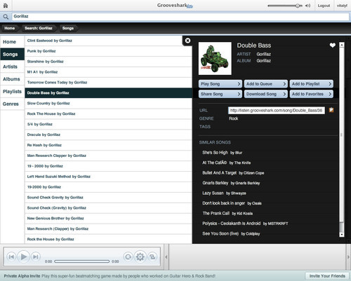 Showcase of Unusual Layouts - Grooveshark Lite 