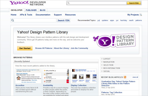 Yahoo's Design Pattern Library