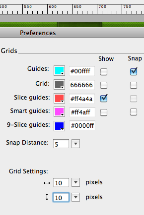 Edit grid in Fireworks