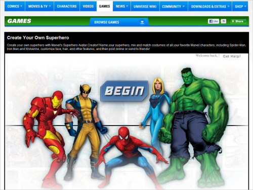 Marvel-homepage in Best Practices For Designing Websites For Kids