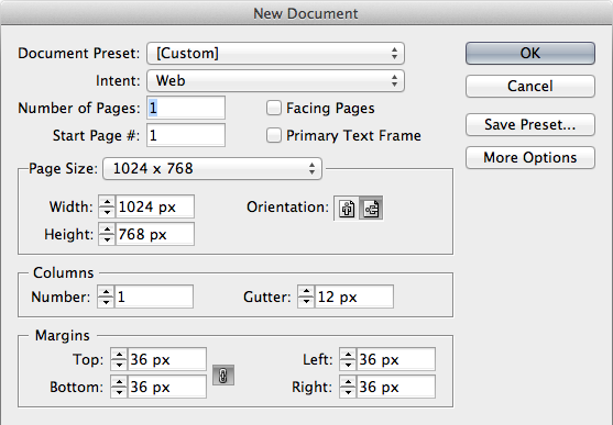 Setting the “New Document” properties to “Intent: Web” enables you to create a new document with pixel dimensions.