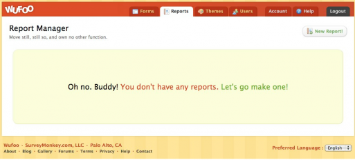 Wufoo blank report screen