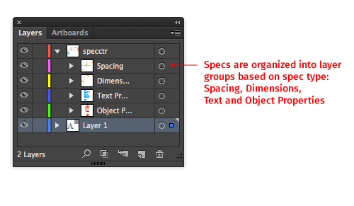 Specs in layers panel