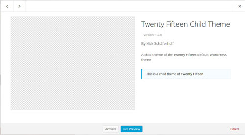 The WordPress child theme header