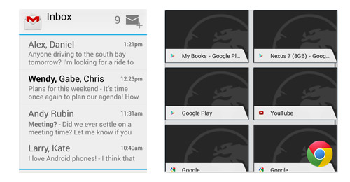 Gmail’s widget offers a sneak peek into the mailbox and enables users to compose mail right from the home screen.