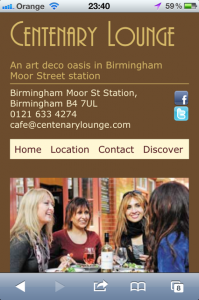 Centenary Lounge site on mobile