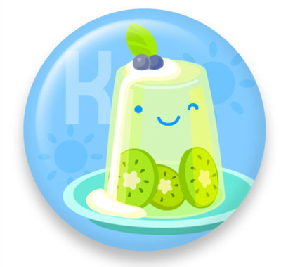 Pins, Badges and Buttons - Dessert K: Kiwi Jelly