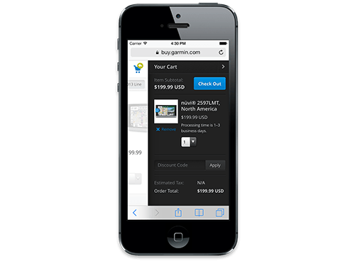 Garmin's mobile cart flyout