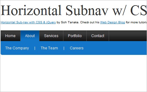 Horizontal Sub-nav with CSS and jQuery 