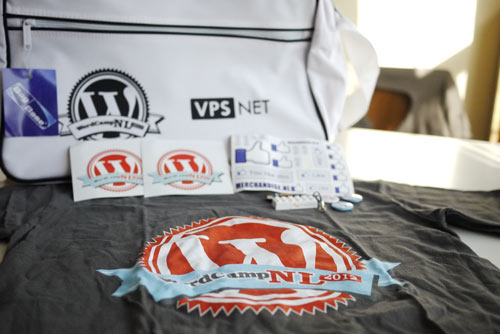 A photo of the WordCamp Netherlands swag