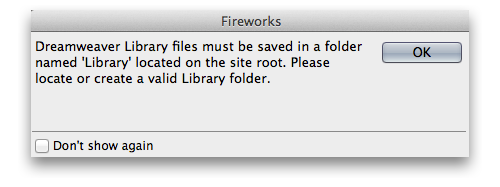 Warning dialog box in Fireworks, when saving in LBI file format