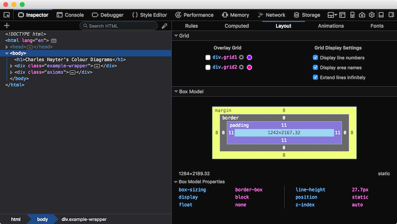 Firefox DevTools layout panel