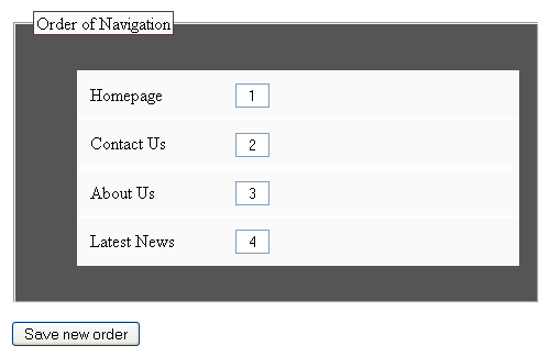 The second layer of the navigation form
