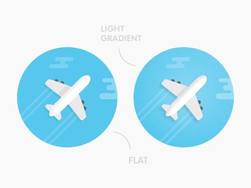 An airplane icon in both flat and light gradient versions included within the set.