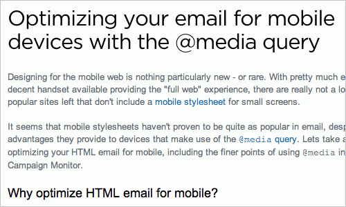 Optimizing your email for mobile devices with the @media query - Blog - Campaign Monitor