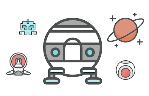 Space icons with a fun twist.