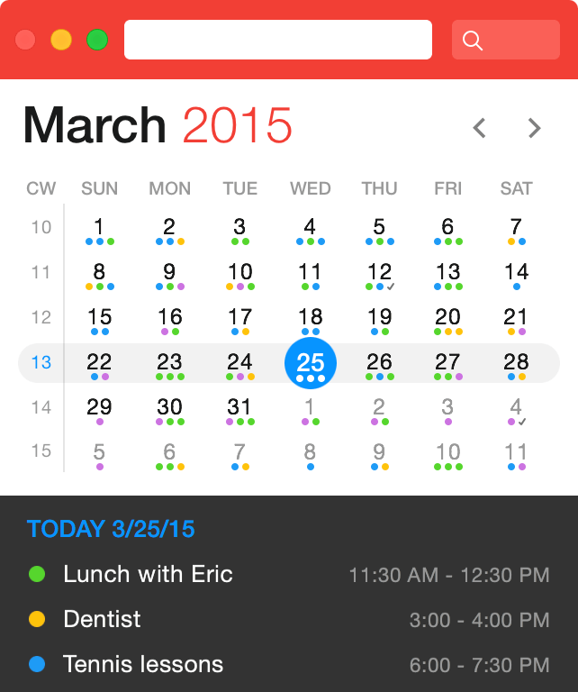 Fantastical calendar dots coding