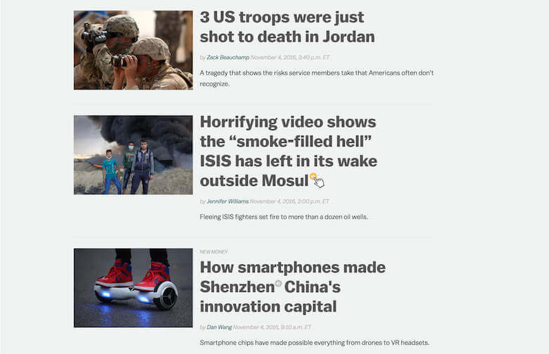 An example of how Vocalizer could be used by news publications, such as Vox.com.