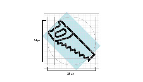 Diagonally oriented icon on a grid