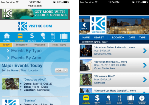 Visit KC - site vs app